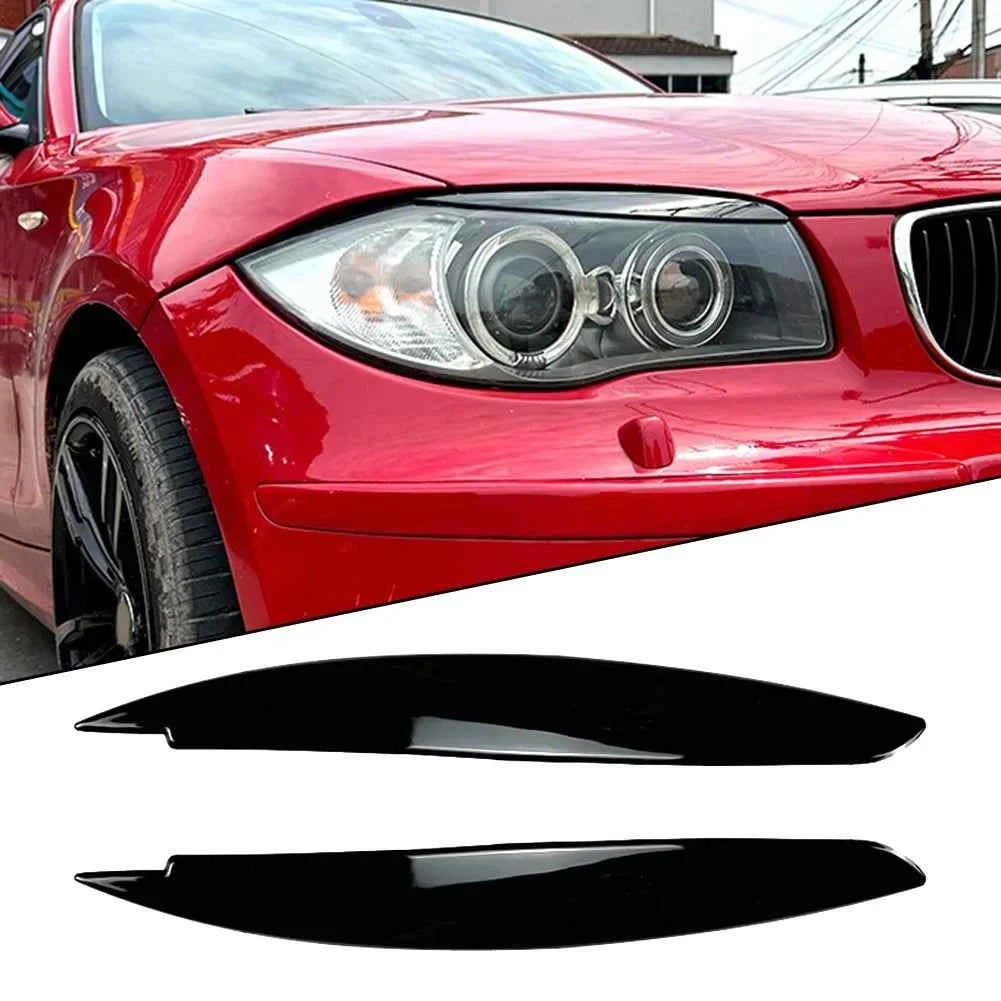2pcs Car Headlight Eye Lid Covers Black Trim ABS Carbon Fiber Eye-catching For BMW 1 Series E87 E88 E81 E82 Eyelids Brows