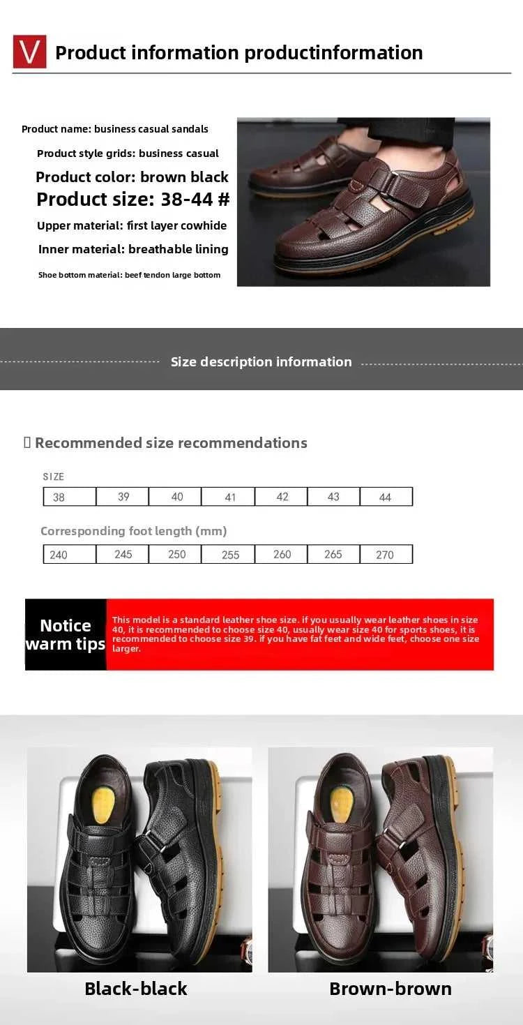 Men's Genuine Leather Sandals Breathable Summer Casual Shoes Soft Bottom Anti-Slip Hollow out Design Comfortable Dad Shoes The jack market .AU The jack market .AU Step Up Your Style: Trendy Shoes for Every Occasion! $ 74 14:193;200000124:200000364