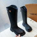 Girls Long Boots Black PU Leather Kids High Boots 2024 Autumn Winter Fashion Warm Fur Children Motorcycle Boots Simple Classic The jack market .AU The jack market .AU Mum & Kids: Essential Products for Every Family $ 50 14:193;200000124:200000333#35(insole 21.6cm)