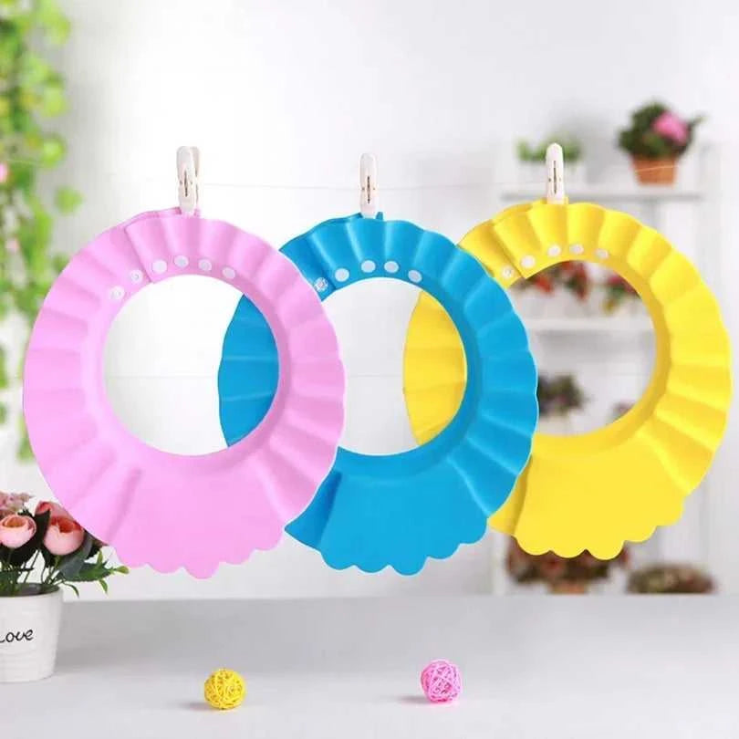 Adjustable Baby Bath Cap with Visor Hat - Waterproof Shower Protection Shampoo Splashguard Hair Wash Shield for Infants