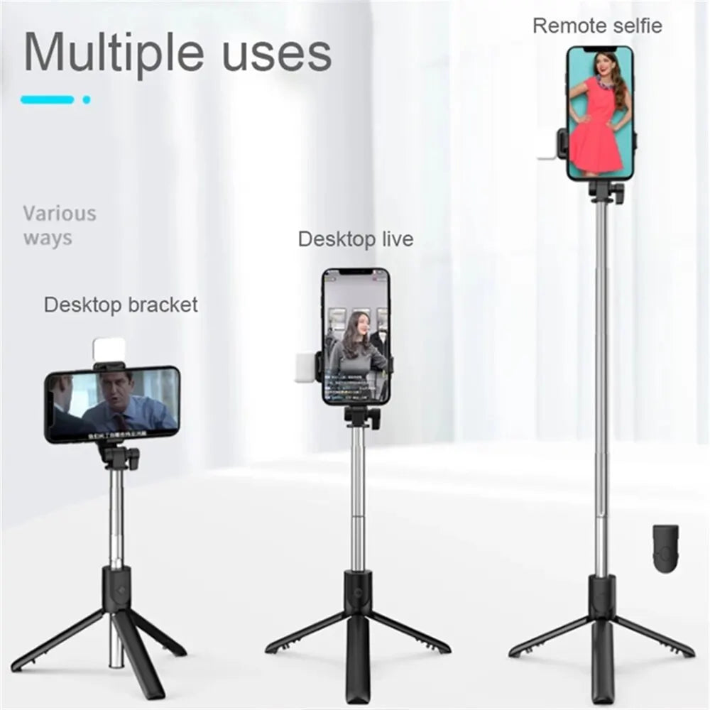 Portable Bluetooth Selfie Stick Tripod Holder with Remote Shutter Fill Light Extendable Wireless Remote Retractable Phone Stand - Jack market 1988Jack Market 1988