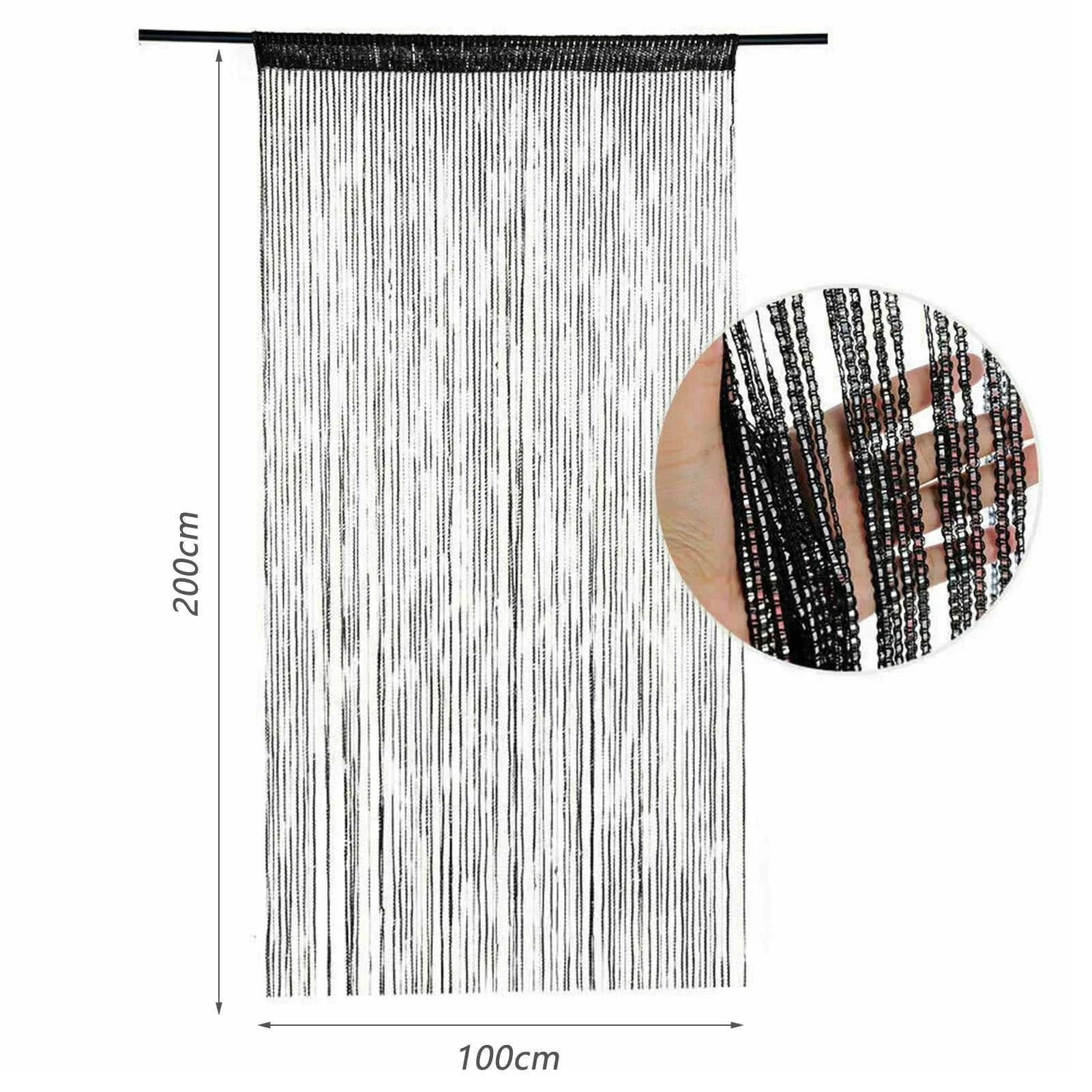 200X100Cm Living Room Multi-Color Tassels Linear Silk Thread Curtain Suitable for Privacy Screen Home Door Curtain Decoration The jack market .AU The jack market .AU Home $ 57 14:193#Black