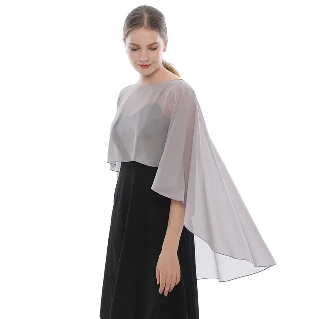 Women Chiffon Capes Shawl Ladies Evening Wedding Party Capes Shrug Ladies Bridal Lightweight Long Shawl and Wraps Dress Cover Up