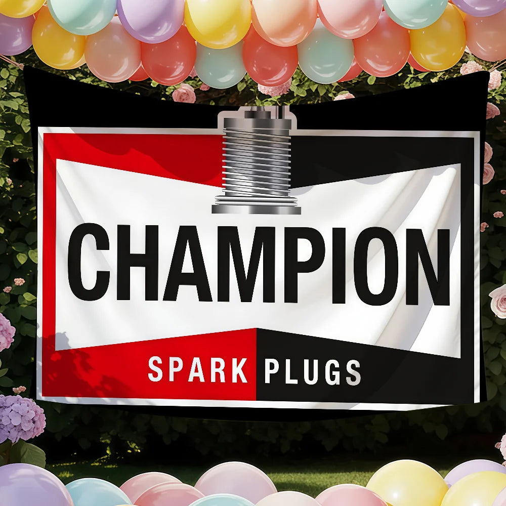 C-Champion Spark Plugs Logo Flag Suitable For Birthday Parties Living Room Bedroom And Outdoor Camping Decorations