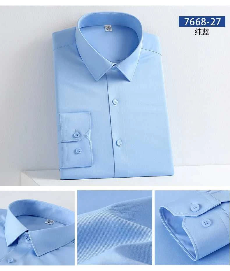 New Spring and Autumn Social Dress Ice Silk Long Sleeve Men's Shirt Business No Iron Casual Fit Pure White High Quality The jack market .AU The jack market .AU Men Fashion $ 41 14:771#21;5:100013888