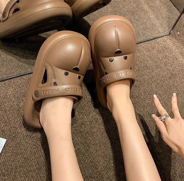 Shoes for Women 2025 Kawaii Cute Woman Slippers Round Toe Animal Cartoon Sandals Anime Slides Home Men Summer Mules House Indoor