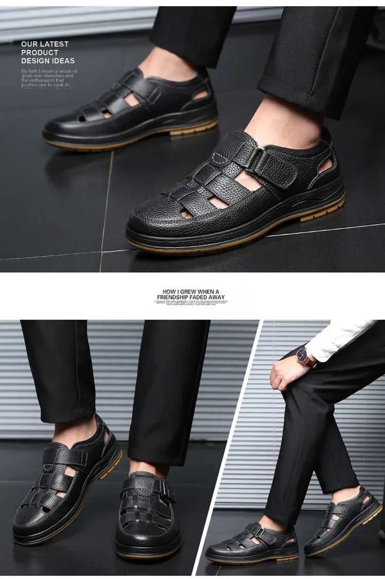 Men's Genuine Leather Sandals Breathable Summer Casual Shoes Soft Bottom Anti-Slip Hollow out Design Comfortable Dad Shoes The jack market .AU The jack market .AU Step Up Your Style: Trendy Shoes for Every Occasion! $ 74 14:193;200000124:200000364