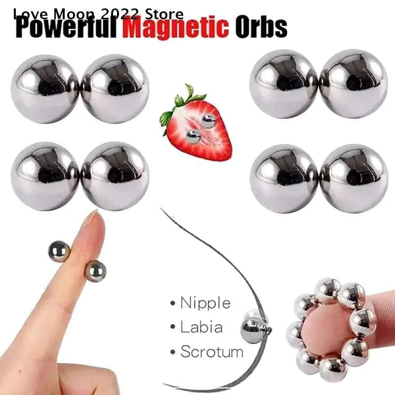 LM Magnetic Nipple Clamps - 2pcs Non-Piercing Strong Bondage Balls for Couples - Explore Your Sensuality
