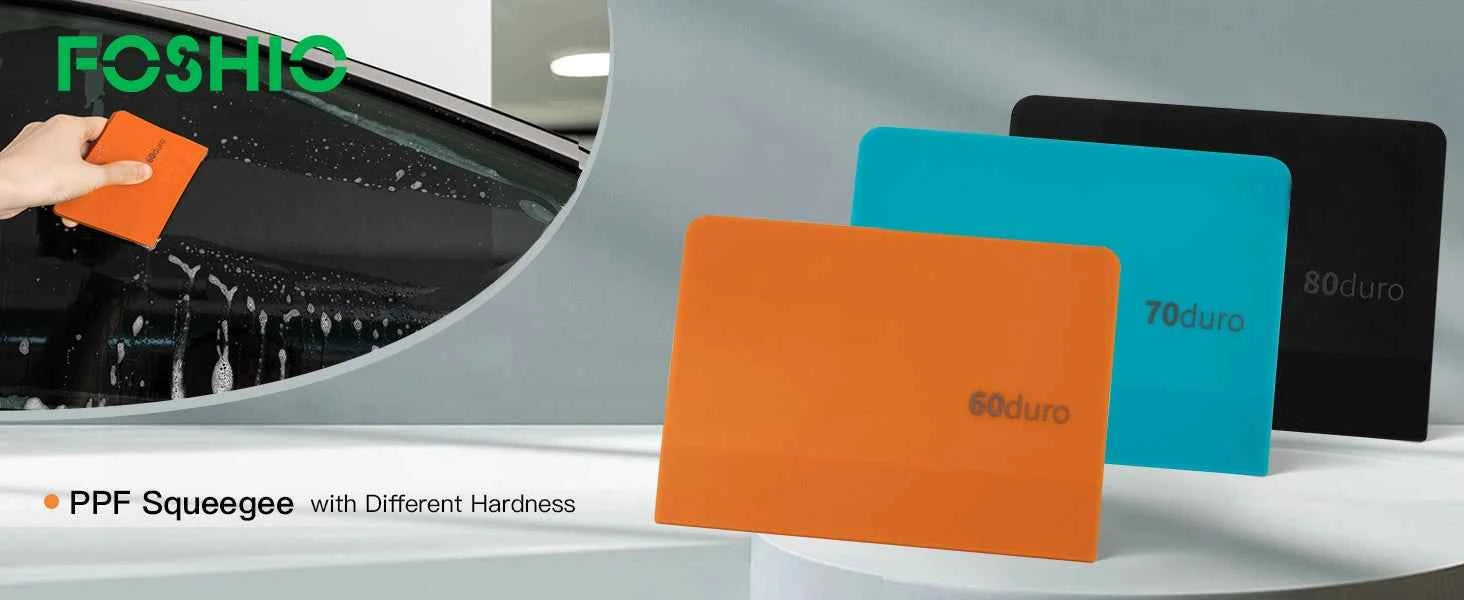 FOSHIO Rubber Scraper Set with Different Hardness Carbon Film Wrapping Squeegee Window Tint Water Remover Glass Cleaning Tool