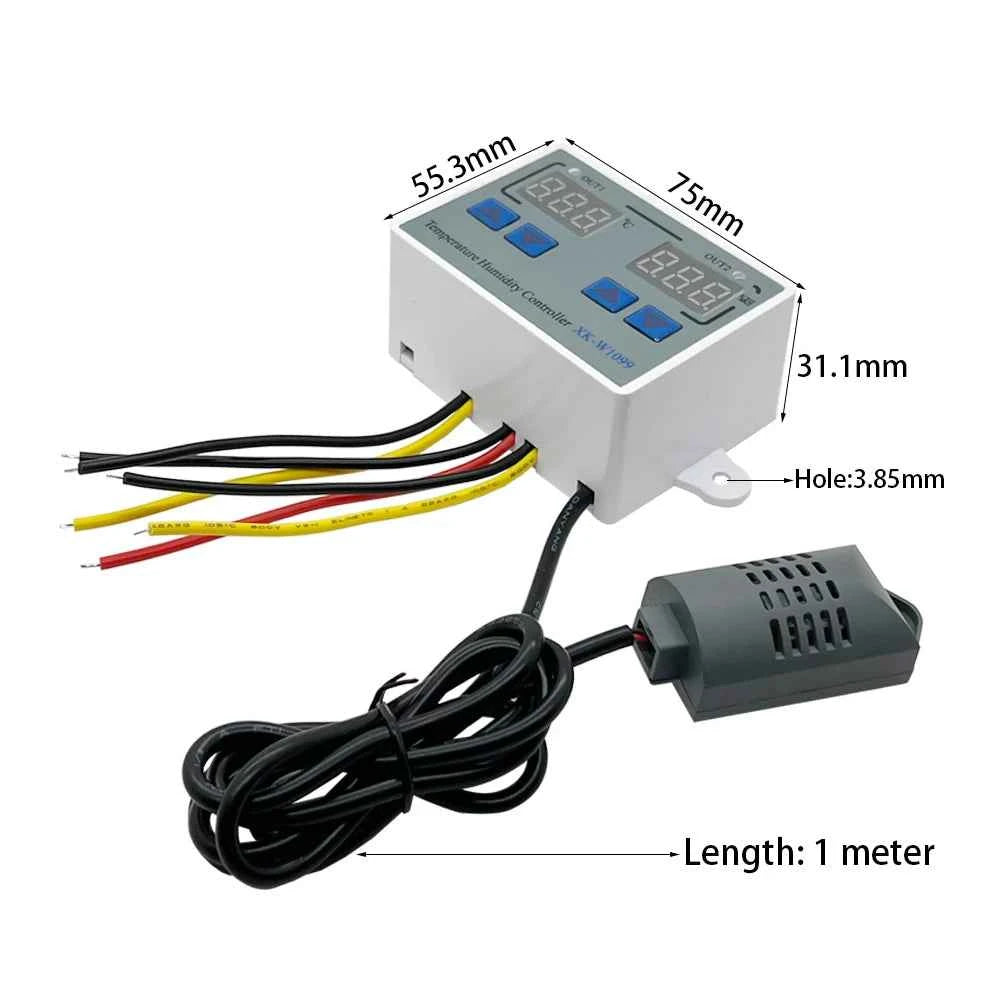 W1099 Digital Temperature & Humidity Controller for Egg Incubators - Dual Voltage 12V/24V & 110-220V