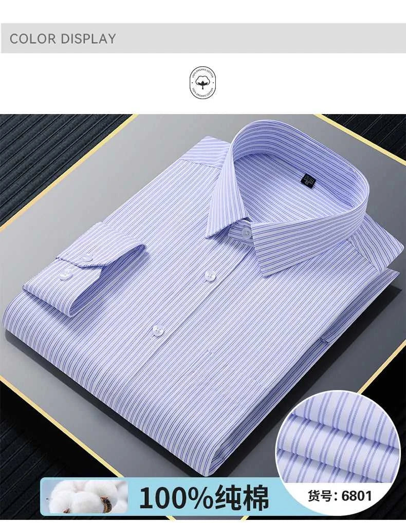 High Quality 100% Cotton Men's Shirts Long Sleeve Slim Fit Business Formal Striped Shirt Social Male Clothing Plus Size 8XL 7XL The jack market .AU The jack market .AU Men Fashion $ 43 14:691#6808;5:200000900#47 Size (100-110KG)