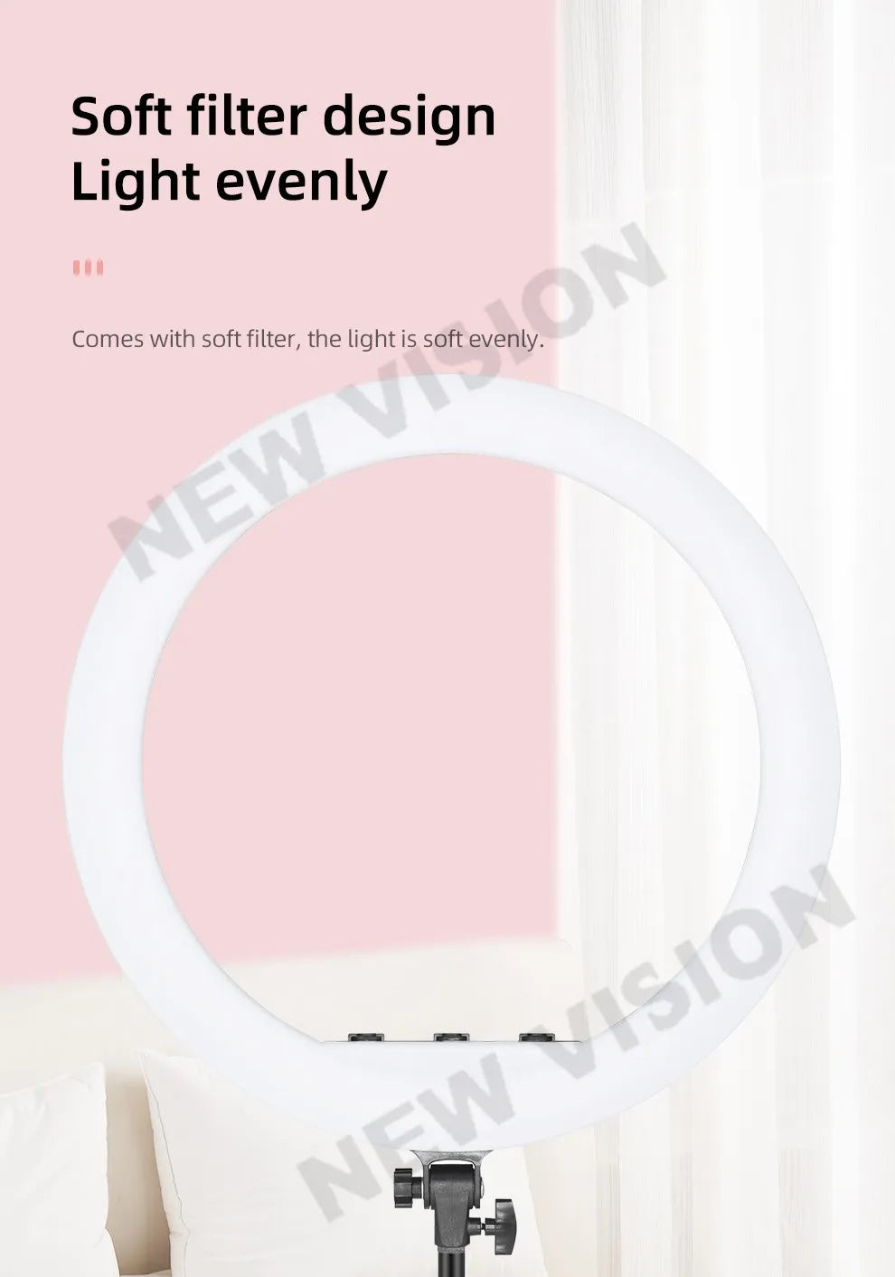 AMBITFUL 18" 21" 50W LED Ring Light Annular Lamp Bi-color 3000K-6000K  + Remote Control for Video YouTube Ringlight Makeup Light