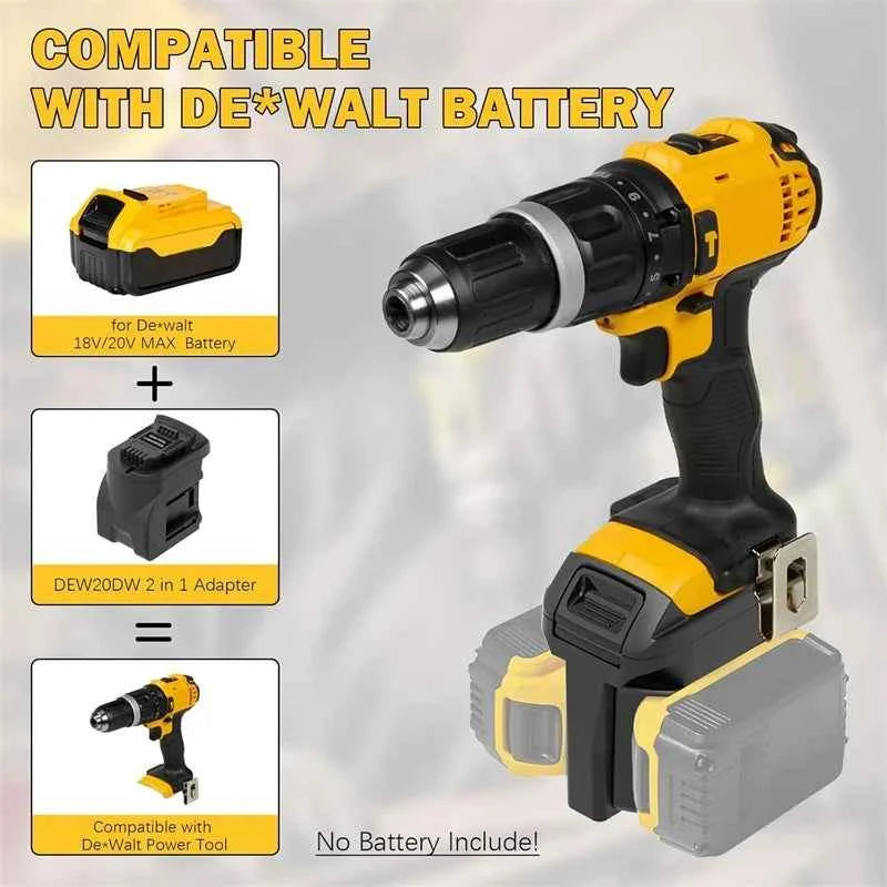 Portable Dual Battery 2-in-1 Battery Adapter Converter for Dewalt 18V 20V Li-ion Batteries for Dewalt 20V Cordless Power Tools