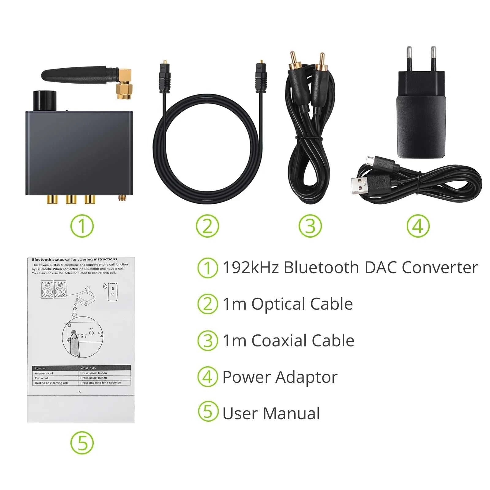 192k Bluetooth-compatible DAC Converter with Headphone Amp Digital To Analog Converter 3.5mm Audio Adapter Support AAC HomeAudio The jack market .AU The jack market .AU Accessories Electronics $ 86 14:29#EU Plug 5V1A;200007763:201336100