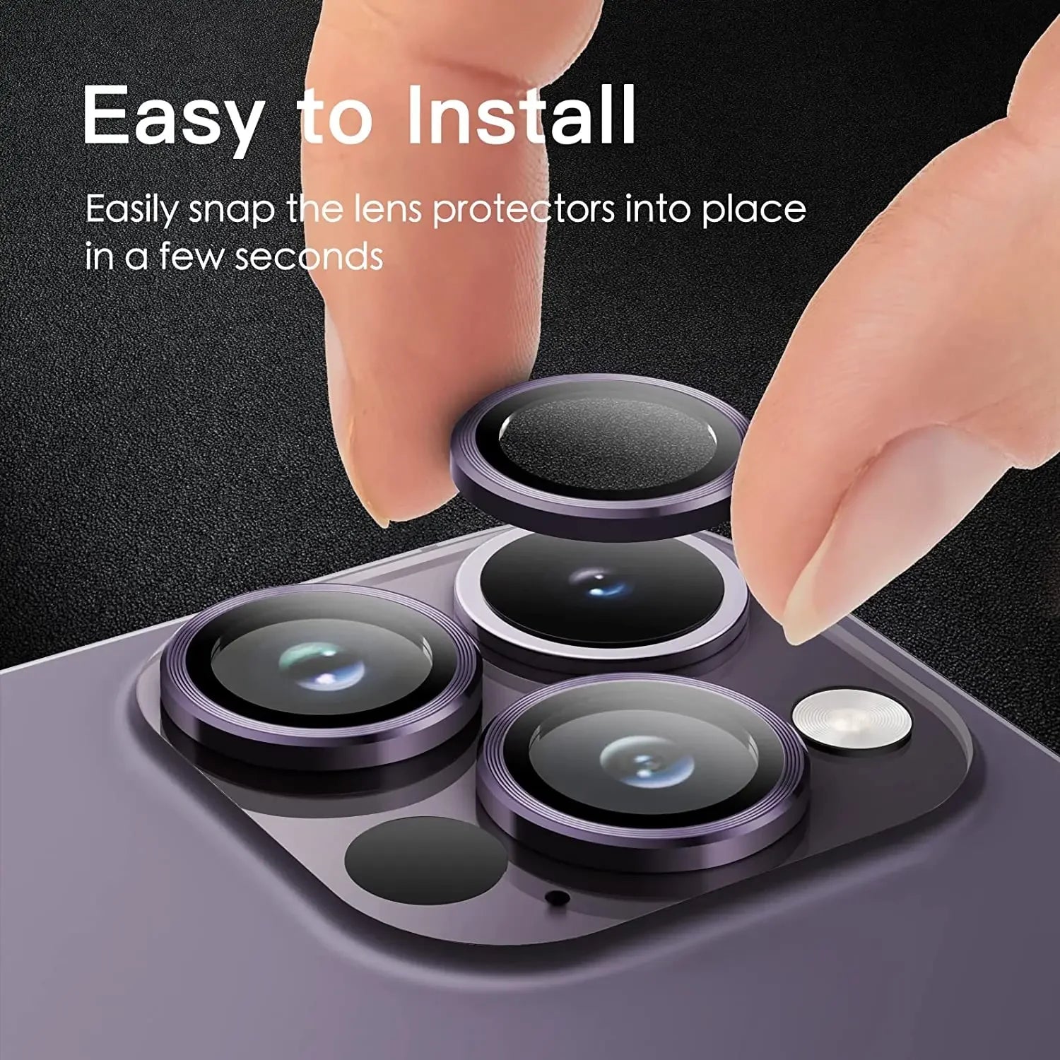 Brand Name Deep Purple Camera Lens Protector - 2-3Pcs Premium Glass Protection for iPhone 14 Pro Max, 13, 12, 11