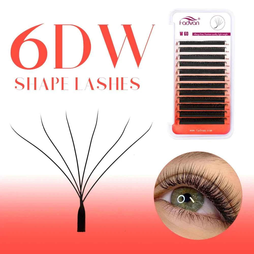 FADVAN W Shape 5D Cluster Lashes - 10Pcs Soft Natural Eyelash Extensions, 0.07mm, Perfect for Professionals
