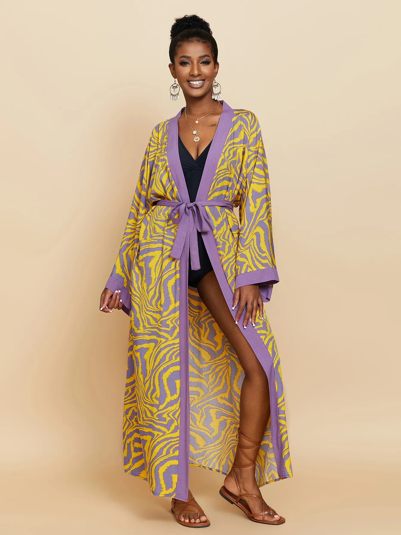 2026 Women's Kaftan Beach Cover-Up Dress - Stylish Long Tunic for Summer Bikinis & Beachwear
