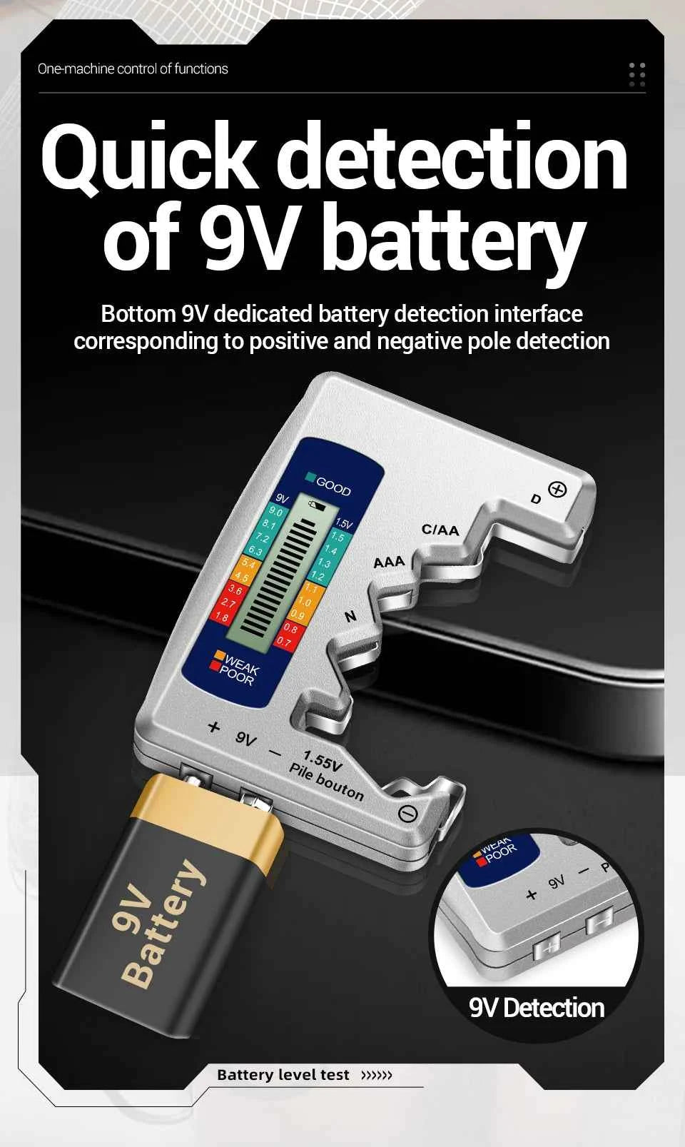 Battery Testers LCD Display ANENG Volt Capacity Check C  AA AAA D N 9V 1.55V Universal Button Cell Capacitance Detector Tools