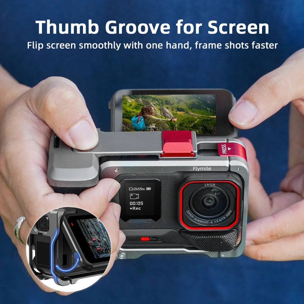 For Insta360 Ace Pro 2 Grip Kit Camera Metal Frame Case with Shutter Button for Insta 360 Ace Pro 2 Accessories
