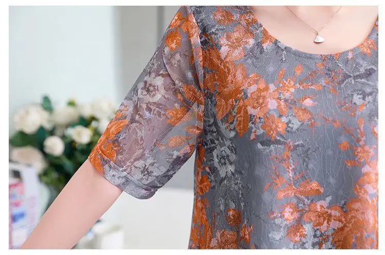 Fashion Casual Irregular Loose Midi Dress Female Clothing Commute Round Neck Summer Short Sleeve Gauze Patchwork A-Line Dresses