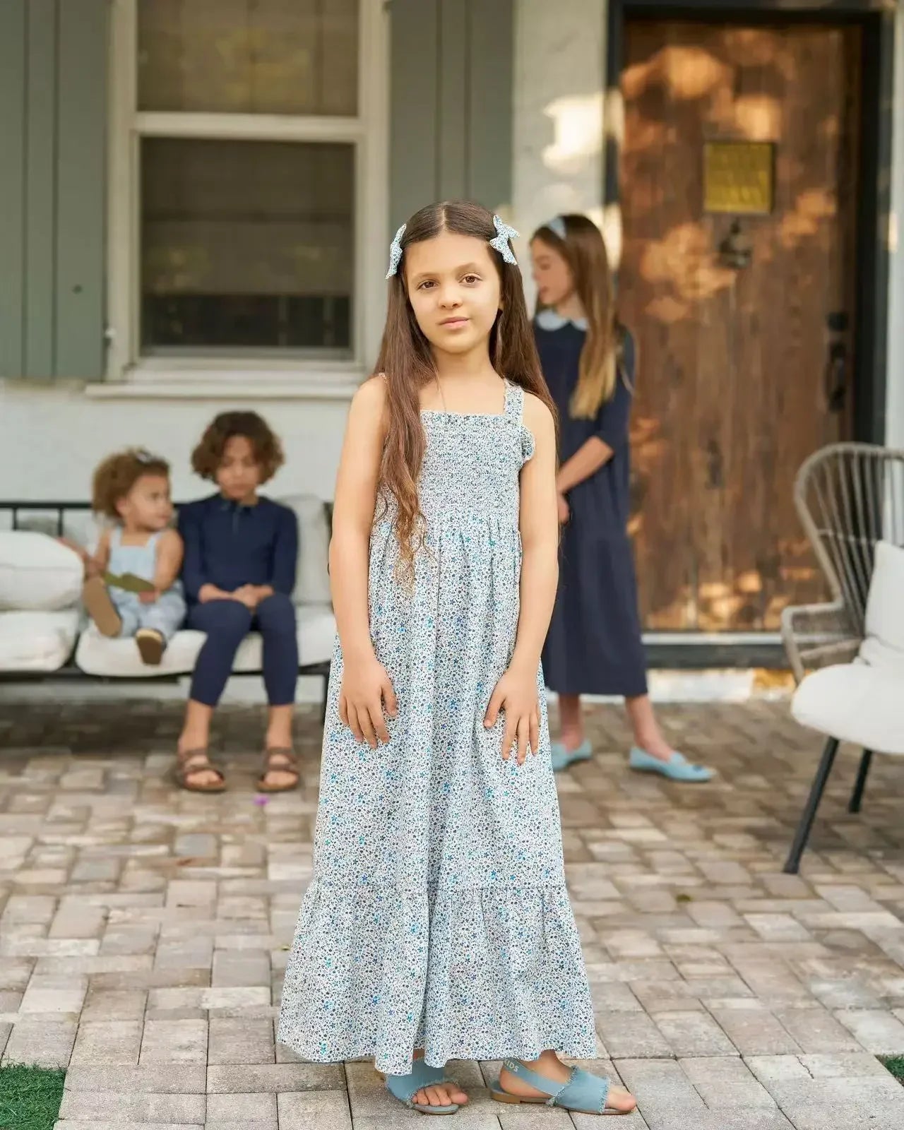 AS Robe Girls' Floral Collar Dress - Cute Matching Baby Set for Sisters