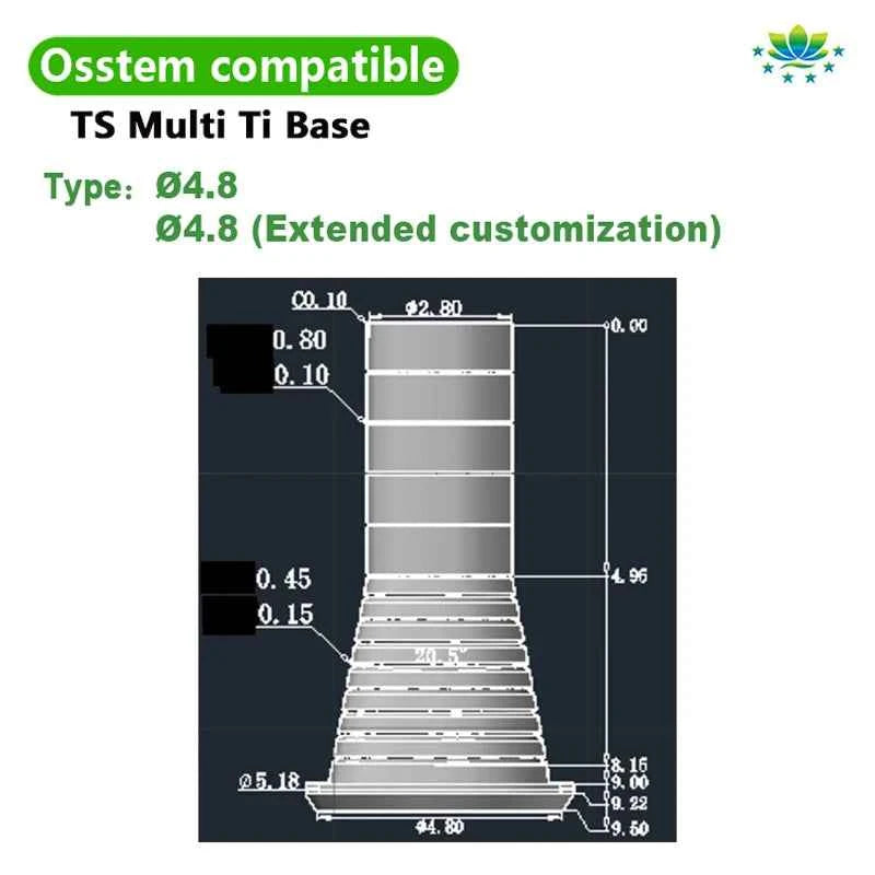 Osstem Multi-Unit Titanium Base Abutment CAD/CAM Grade 5 Ti-Base High Precision Implant Restoration for Dental Clinics & Labs