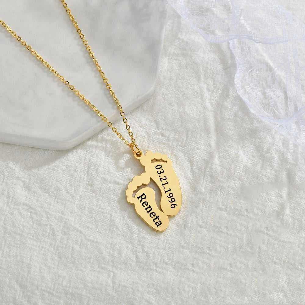 Personalized Engraved Name Necklace For Baby Custom Stainless Steel Foot Pendant Necklace New Born Gift The jack market .AU The jack market .AU Jewellery & Chains $ 51 200000783:200013902#Engrave;200001034:361181