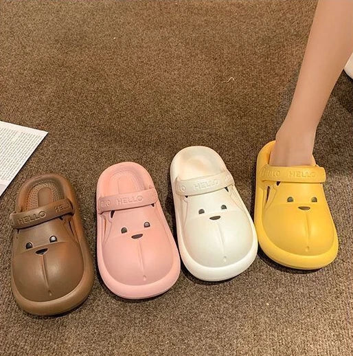 Shoes for Women 2025 Kawaii Cute Woman Slippers Round Toe Animal Cartoon Sandals Anime Slides Home Men Summer Mules House Indoor