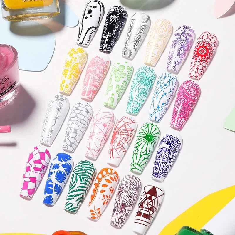 BORN PRETTY Stamping Nail Polish Set - Vibrant 10m Colors for Stunning Nail Art Designs
