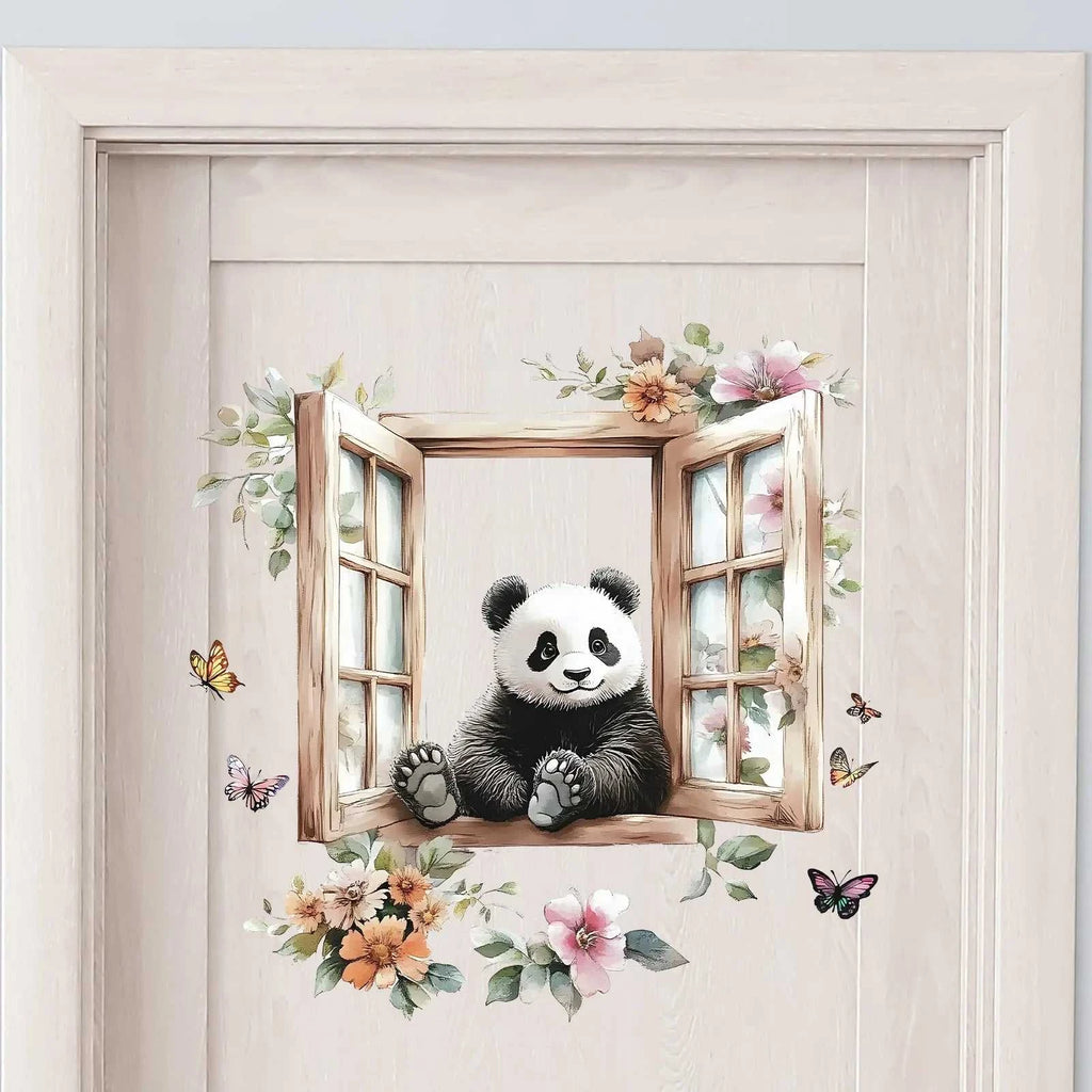 Panda Flower Butterfly Wall Sticker For Kids Room Background Deco Wallpaper Bedroom Home Decoration Self-adhesive Cartoon Decals The jack market .AU The jack market .AU Home $ 22 <none>