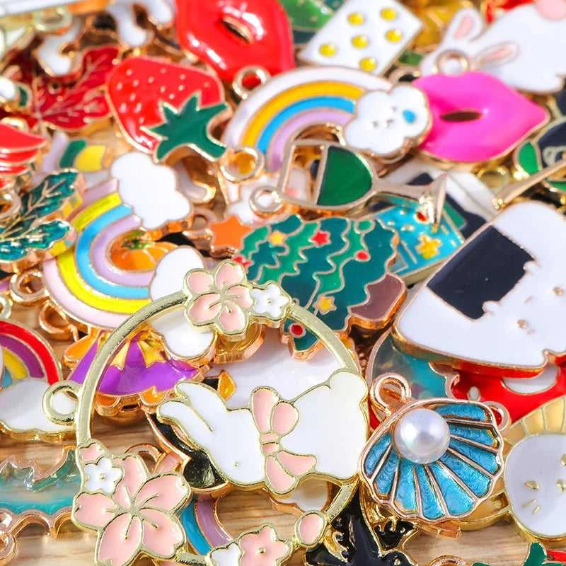 Tusember Mixed Gold Color Alloy Enamel Cute Heart Flower Fruit Charms Pendants For DIY Earrings Bracelet Jewelry Accessories The jack market .AU The jack market .AU Jewellery & Chains $ 50 200001033:200006253#random mix 20pcs