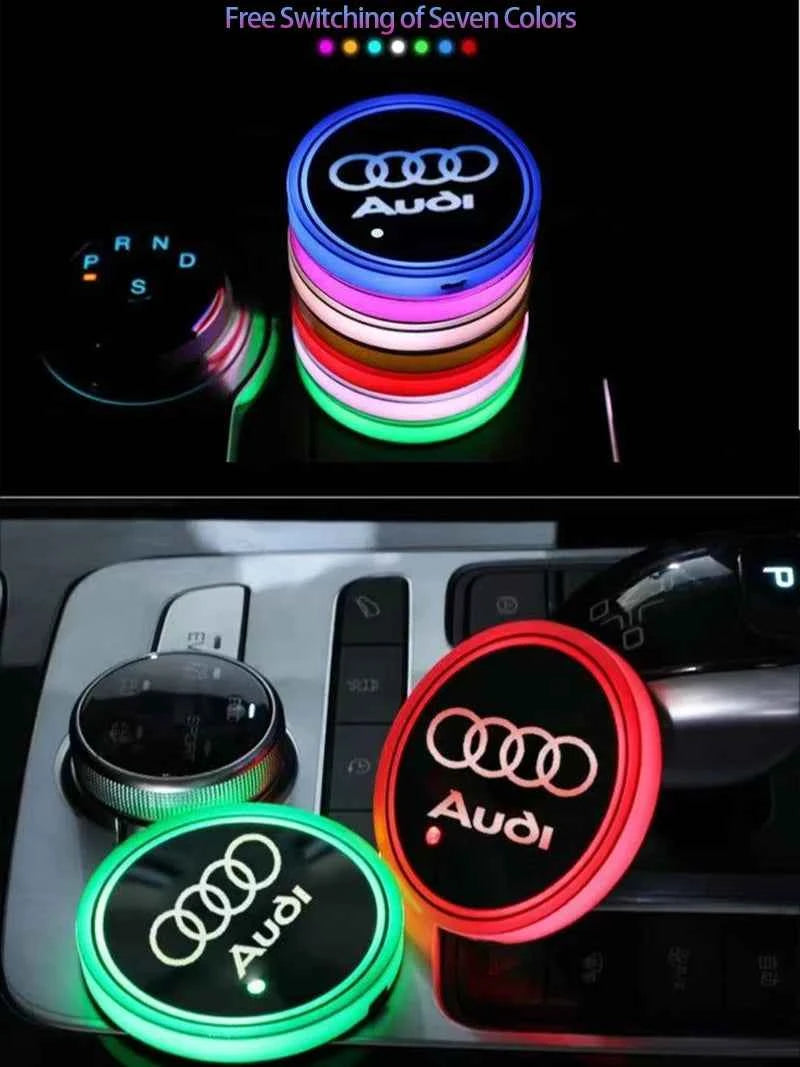 LED Light Car Water Cup Coaster Drinks Holder Mat for Audi A6L A3 A4 A5 A6 A7 A8 Q4 Q5 Q6 Q7 Q8 TT S3 S5 S7 S8 RS7 RS6 Sline b9