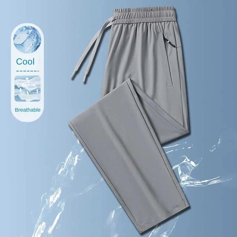 Ice Silk Men's trousers 2024 summer black-and-gray thin style business casual pants outdoor stretch breathable straight leg loos The jack market .AU The jack market .AU Men Fashion $ 51 14:175#qianhui;200007763:201336106;5:200661035