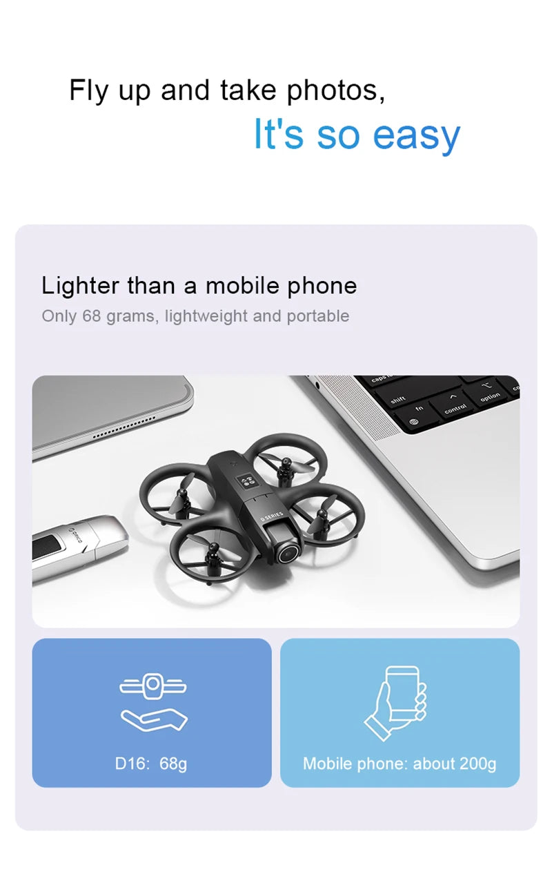 New D16 Mini Drone 8K HD Dual Camera GPS Positioning Profesional 180° Electric Adjustable Obstacle Avoidance Bushless UAV 2026