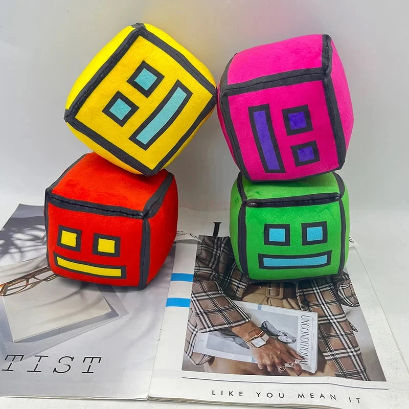 12cm Geometry Dash Game Plush Toy Cute Cartoon Anime Game Doll Soft Stuffed Peluche Plushie Toys Home Decor Child Birthday Gift