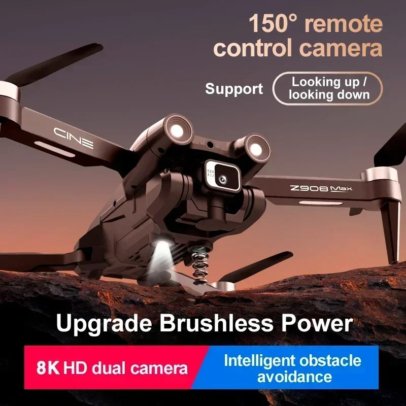 Z908 Pro Max Outdoor Drone Dual Camera Professional Brushless Motor GPS Optical FlowObstacle Avoidance Folding Quadcopter 8K