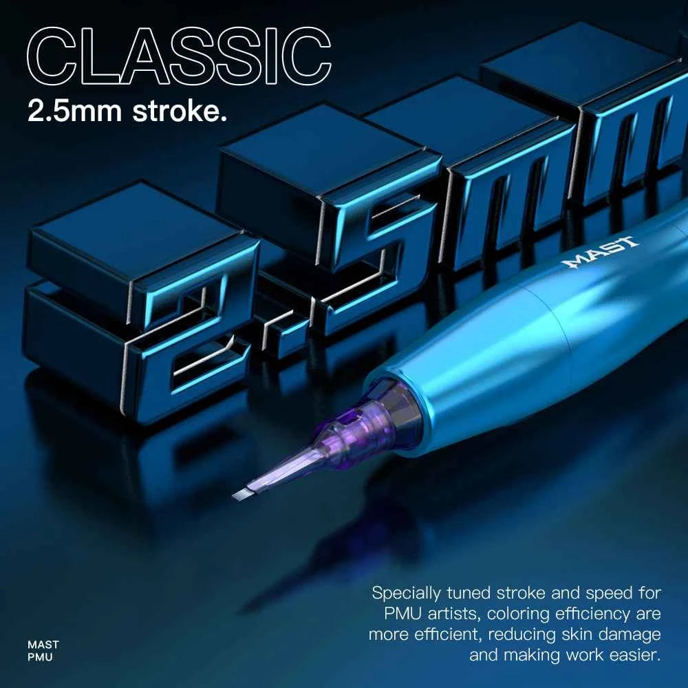 Mast P20 Wireless Tattoo Machine Kit - 2.5mm Stroke, 1000mAh Battery, Lightweight Design for Effortless PMU Mastery