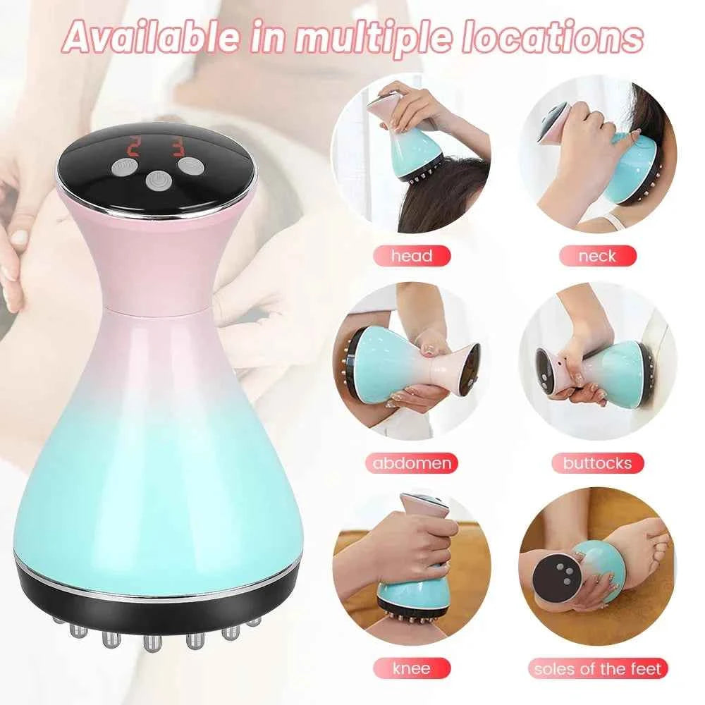 Electronic Meridian Brush Gua Sha Scrapping Massager Tool Anti Cellulite Magnet Therapy Infrared Heat Slimming Fat Burner Fat