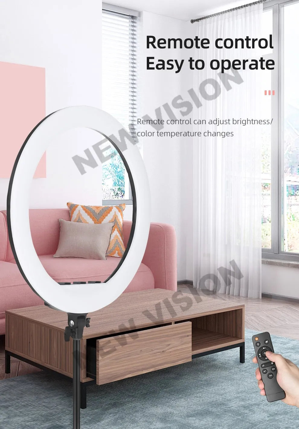 AMBITFUL 18" 21" 50W LED Ring Light Annular Lamp Bi-color 3000K-6000K  + Remote Control for Video YouTube Ringlight Makeup Light