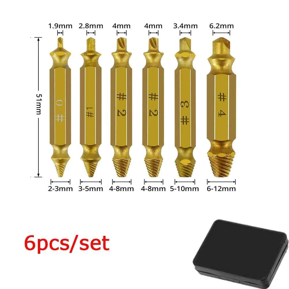 HHS Double Ended Screw Extractor Damaged Screw Extractor Drill Bit Extractor Drill Set Broken Speed Out Bolt Extractor Bolt Stud