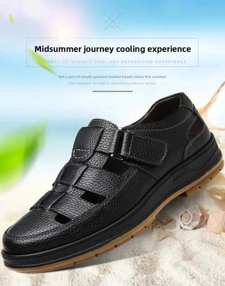 Men's Genuine Leather Sandals Breathable Summer Casual Shoes Soft Bottom Anti-Slip Hollow out Design Comfortable Dad Shoes The jack market .AU The jack market .AU Step Up Your Style: Trendy Shoes for Every Occasion! $ 74 14:193;200000124:200000364