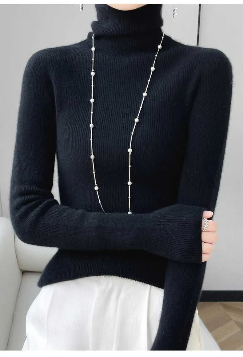 100% Merino Wool Long-sleeved Turtleneck Pullover Women's Autumn Winter Slim Sweater Basic Women's Clothes Cashmere Sweater The jack market .AU The jack market .AU Woman Fashion $ 75 14:1052#black;200007763:201336100;5:4182