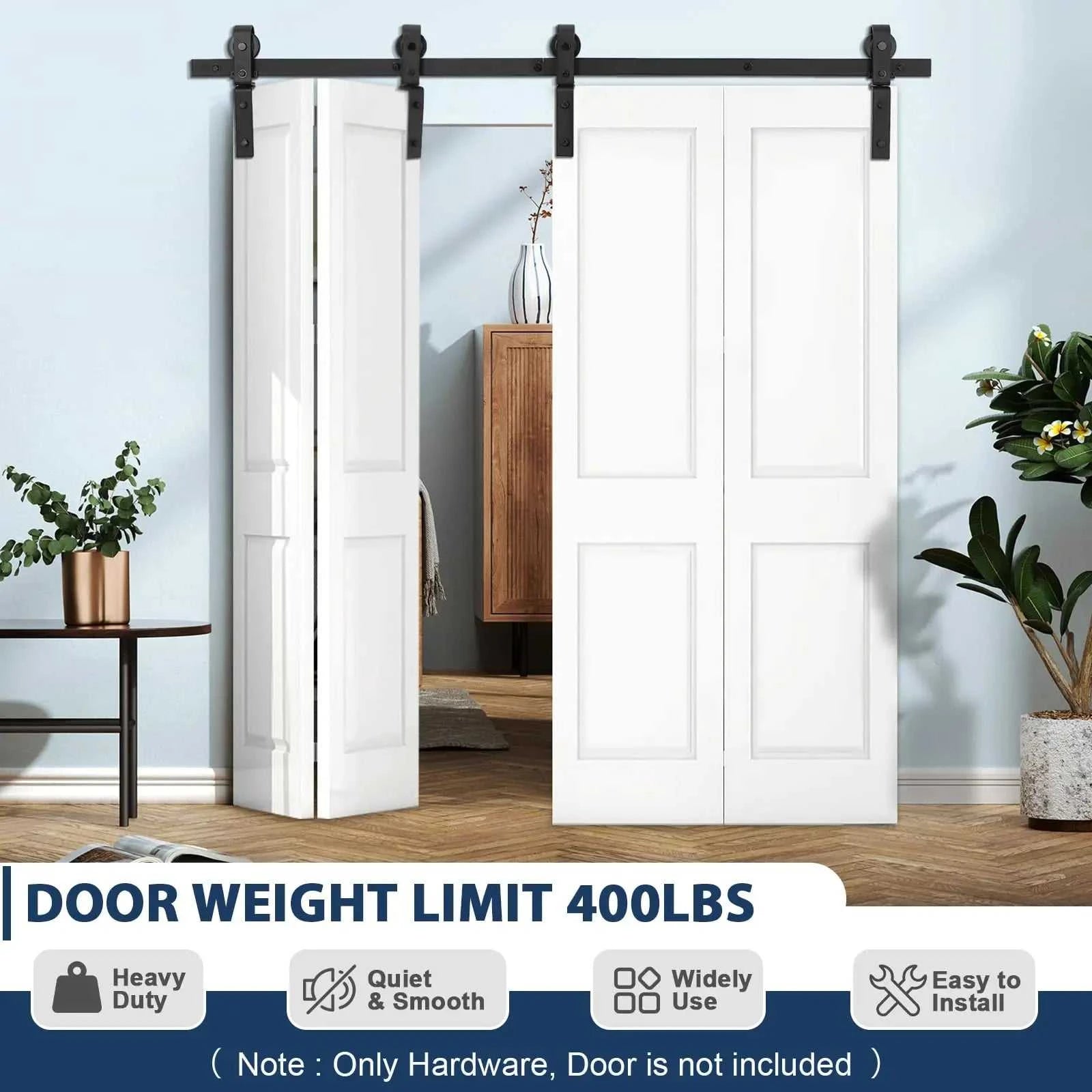 Heavy Duty Bi-Folding Sliding Barn Door Hardware Kit Quiet Side-Mounted Roller – 2/4 Bifold Doors For Closet Laundry Bedroom The jack market .AU The jack market .AU Home $ 150 14:350850#72in for 4 Doors;200007763:201336101