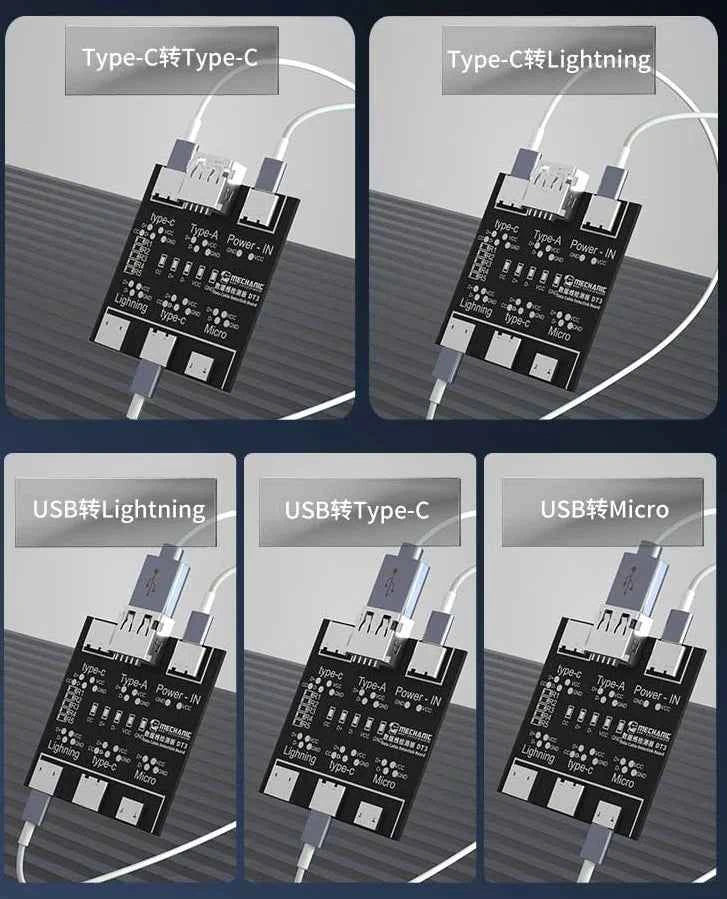 MECHANIC DT3 USB Cable Tester Data Cable Test PCB Board for IPhone Android USB Type-C Lightting Date Cable on-Off Detection