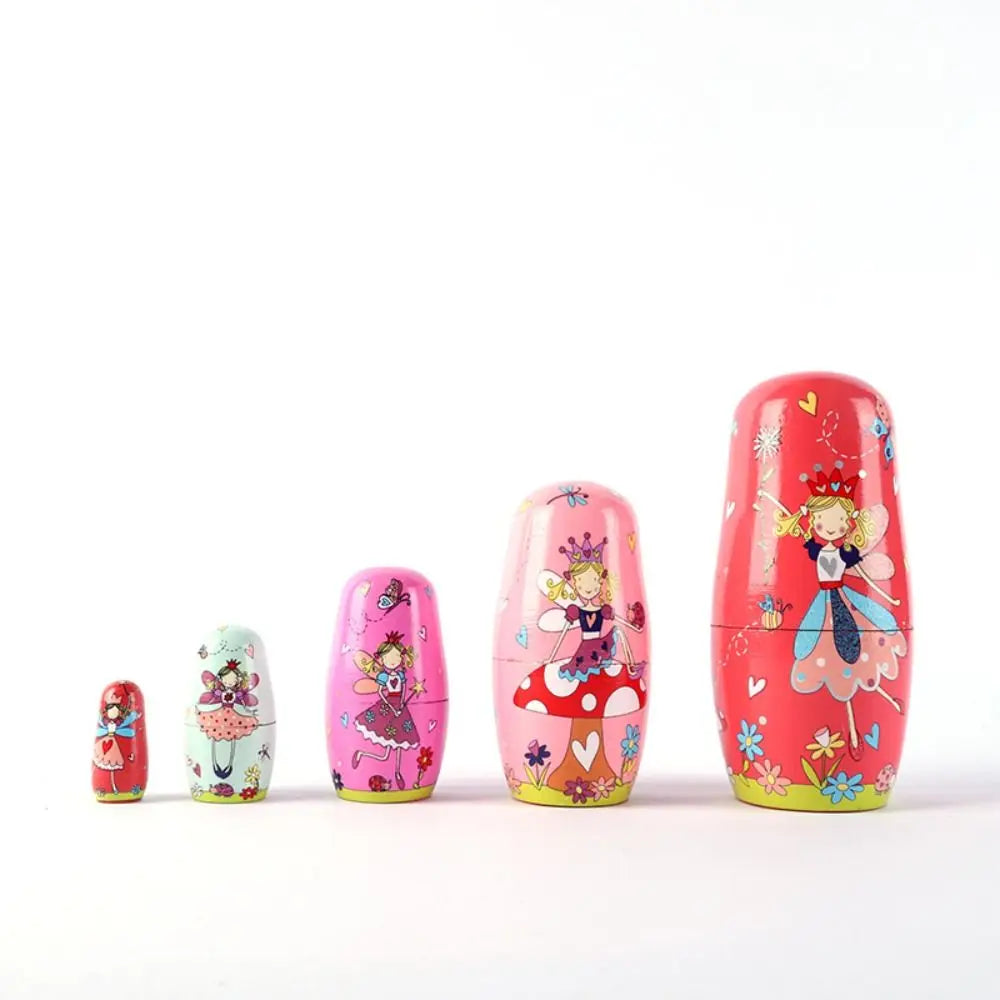 Rabbit 5Pcs/Set Animal Matryoshka Doll Wood Smooth Wooden Stacking Dolls Line Dog Panda Girls Russian Doll Christmas