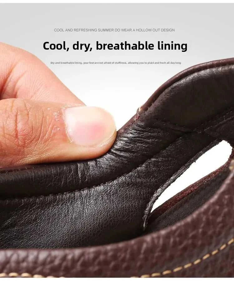 Men's Genuine Leather Sandals Breathable Summer Casual Shoes Soft Bottom Anti-Slip Hollow out Design Comfortable Dad Shoes The jack market .AU The jack market .AU Step Up Your Style: Trendy Shoes for Every Occasion! $ 74 14:193;200000124:200000364