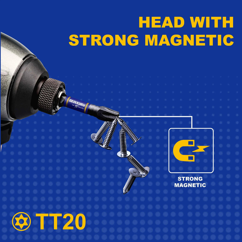 Geinxurn Magnetic Power Bit Set - 2" Impact Tough S2 Alloy Steel Torx Bits for Ultimate Security and Precision