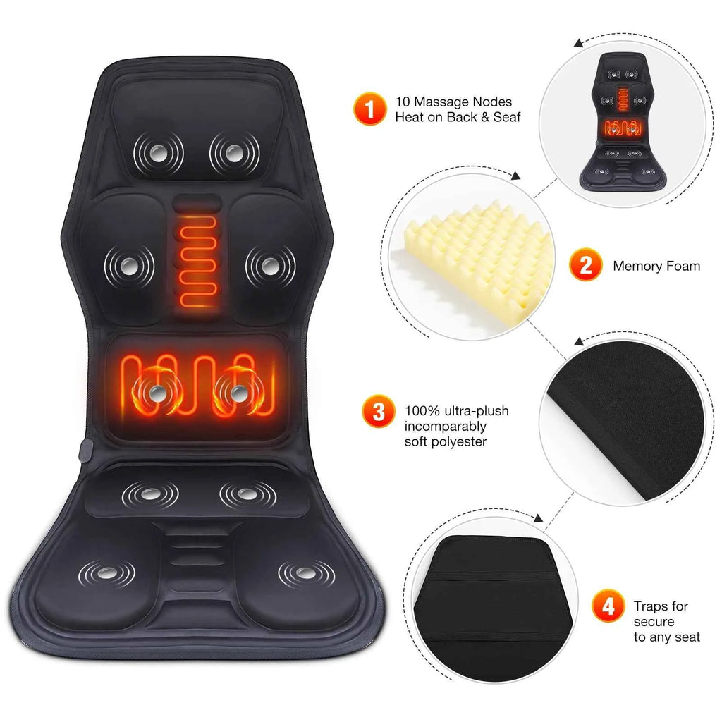 Electric Comfort Vibrating Massage Pad - Soothing Heat & Relaxation for Back, Neck & Lumbar - Perfect for Car, Office, & Home