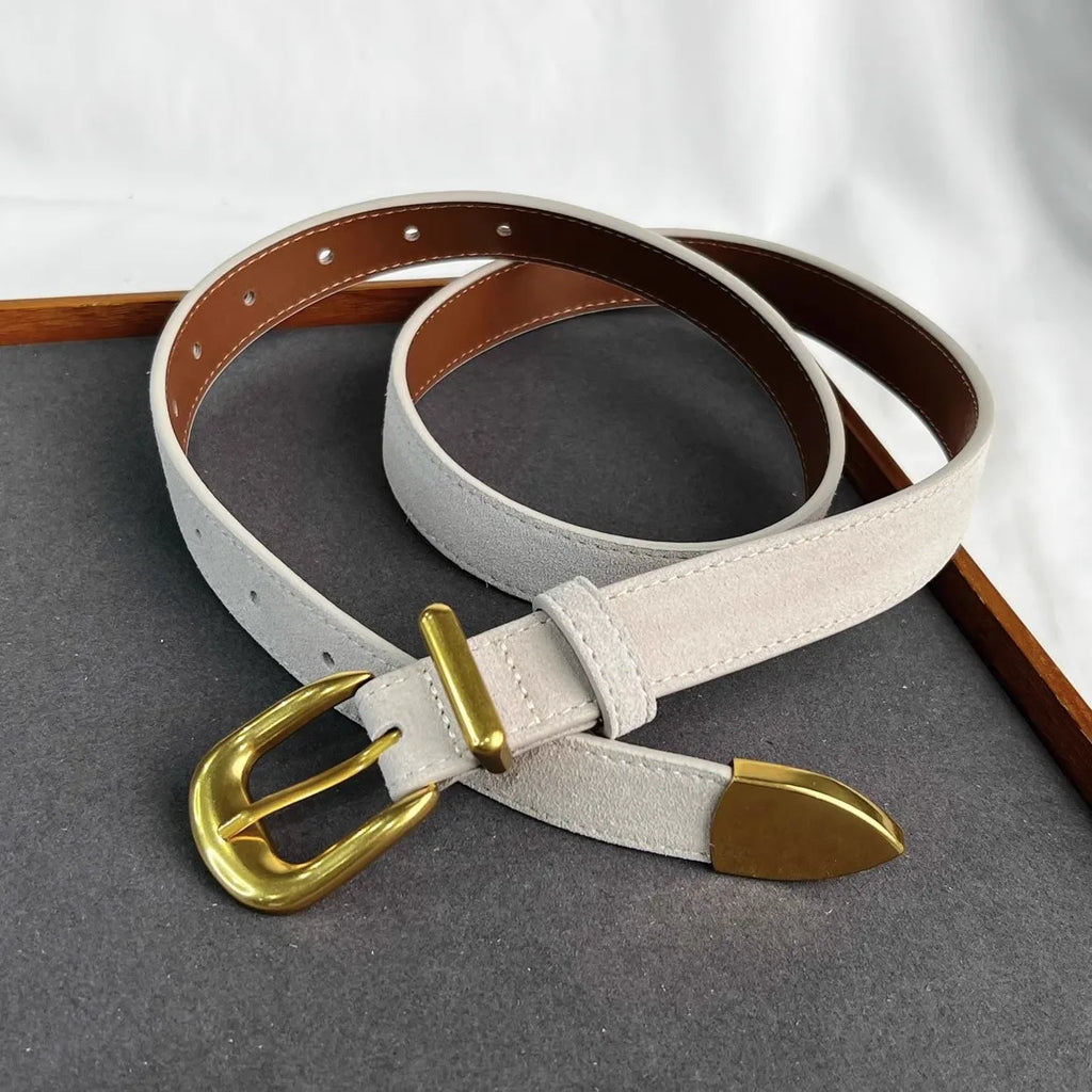 Women's Fashion Faux Suede Genuine Leather Corset Female Cummerbund Coat Waistband Dress Decration Narrow Belt J553