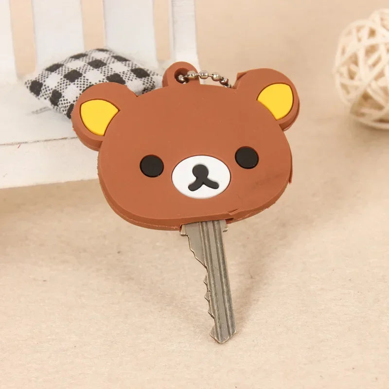 New Rilakkuma Key Protective Cover Keychains Anime Relax Bear PVC Cases Backpack Bags Hot Sales Key Rings Pendants Charms Gift